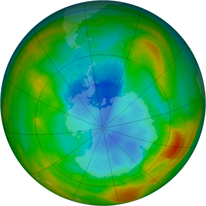 Antarctic ozone map for 23 August 1983
